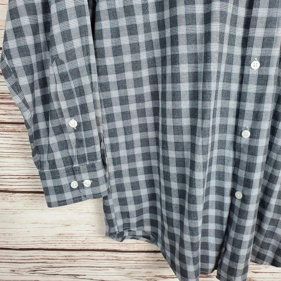 Orvis Mens Large Gray Houndstooth Plaid Long Sleeve Button Down Shirt       #198 - Picture 6 of 10